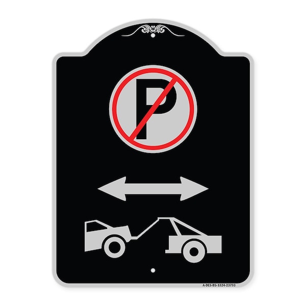 No Parking Tow Away Zone W/ Graphic Heavy-Gauge Aluminum Sign, 24" x 18", BS-1824-23793